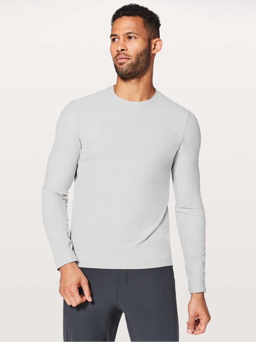 Lululemon Surge Warm Long Sleeve Shirt Heathered Sea Salt Size Medium
